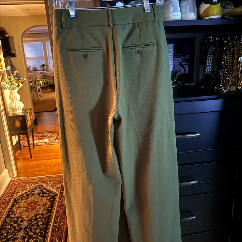 STAUD Olive Green Tailored Wide-Leg Pants & Matching Waistcoat - Picture 5 of 7